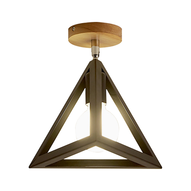 Rotatable 1 Bulb Square/Pyramid Ceiling Mount Light Modern Stylish Metallic Black/White Ceiling Lamp for Foyer Stair