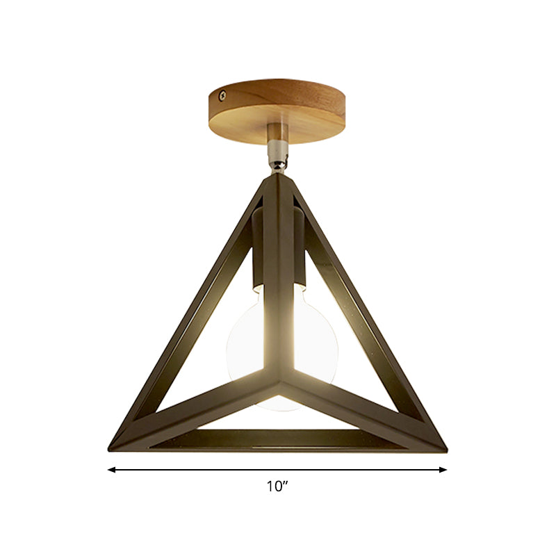 Rotatable 1 Bulb Square/Pyramid Ceiling Mount Light Modern Stylish Metallic Black/White Ceiling Lamp for Foyer Stair