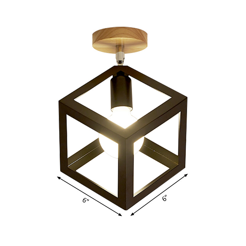 Rotatable 1 Bulb Square/Pyramid Ceiling Mount Light Modern Stylish Metallic Black/White Ceiling Lamp for Foyer Stair