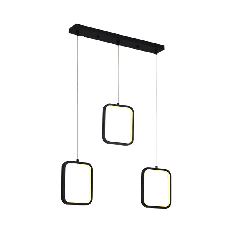 Square/Circle Cluster Pendant Modernism Acrylic 3 Lights Black/White Pendant Ceiling Light in Warm/White Light with Round/Linear Canopy