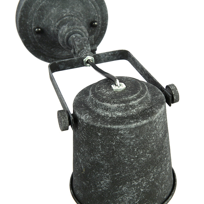 Lámpara de pared de la pared de la pared de la pared de hierro forjado estilo 1 luz de pared de sala de estar luz en negro antiguo