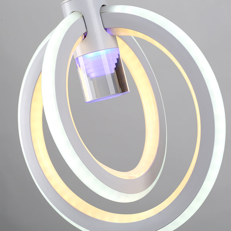 Costilla acrílica de órbita simple Coste de 3 luces Luz de techo colgante para sala de estar para sala de estar