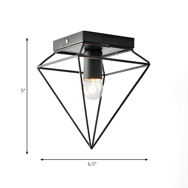 Plafonnier encastré en diamant à 1 cage lumineuse, plafonnier métallique élégant noir/blanc pour Loft, pour salle d'étude