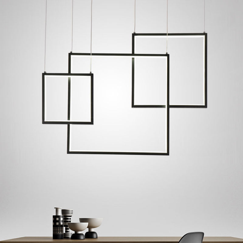 Black/White Square Ceiling Light Fixture Modern 3/5-Head Acrylic Cluster Pendant in Warm/White/Natural Light