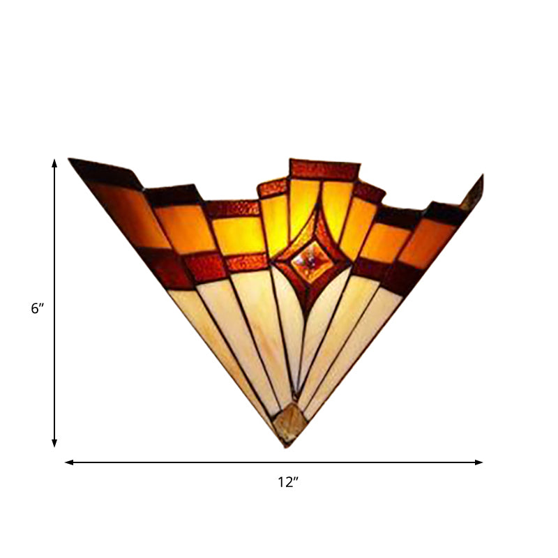 Mission Style Triangle Wall Sconce Stained Glass 1 Light Indoor Wall Lighting for Hallway