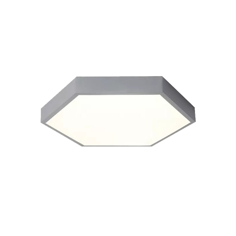 Child Bedroom LED Ceiling Light Modern Macaron Flush Mount Lighting with Hexagon Shade