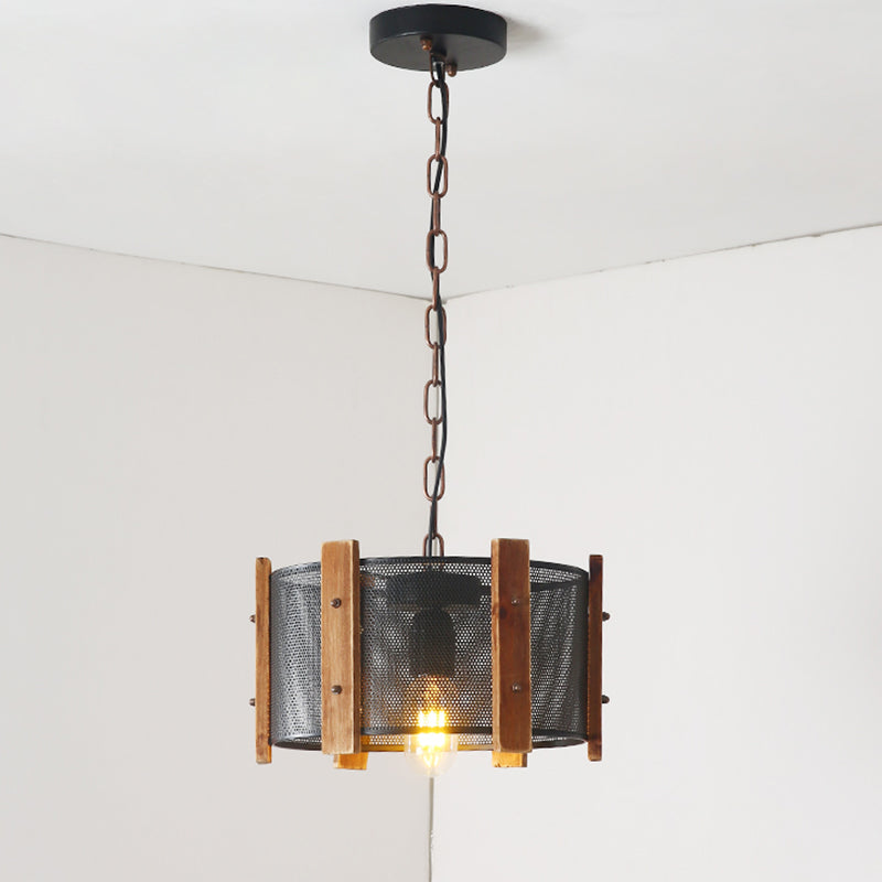 1 Head Drum/Conic Frame Pendulum Light Industrial Black Metal Hanging Lamp Kit, 11"/19" Wide