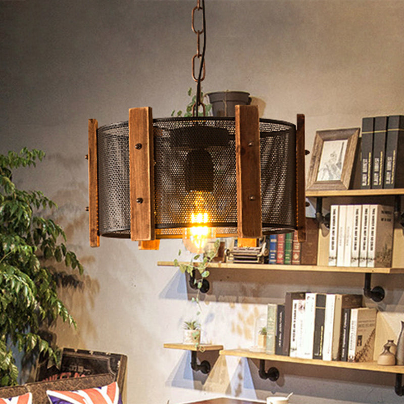 1 Head Drum/Conic Frame Pendulum Light Industrial Black Metal Hanging Lamp Kit, 11"/19" Wide