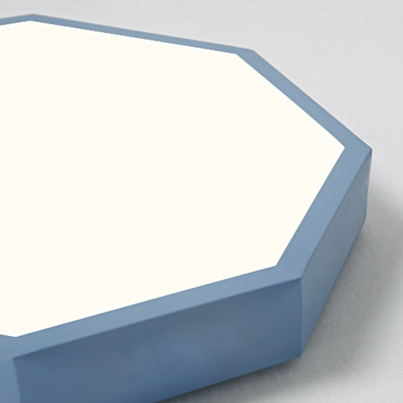 Child Bedroom LED Ceiling Light Modern Macaron Flush Mount Lighting with Hexagon Shade