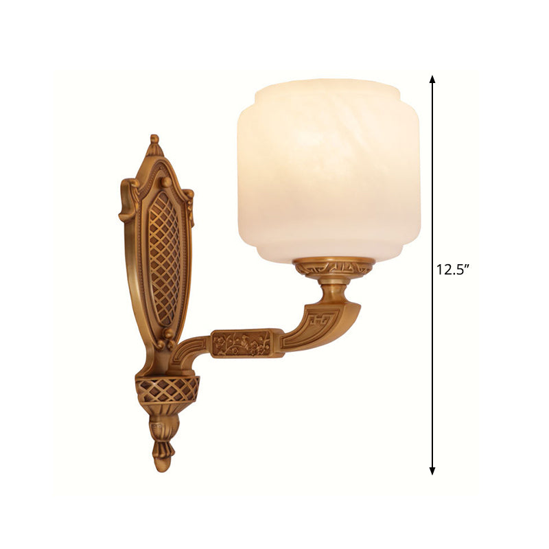 Brass 1 Bulb Wall Lighting Freeture Country Opal Glass Glass Lantern Aboved Light Plipce