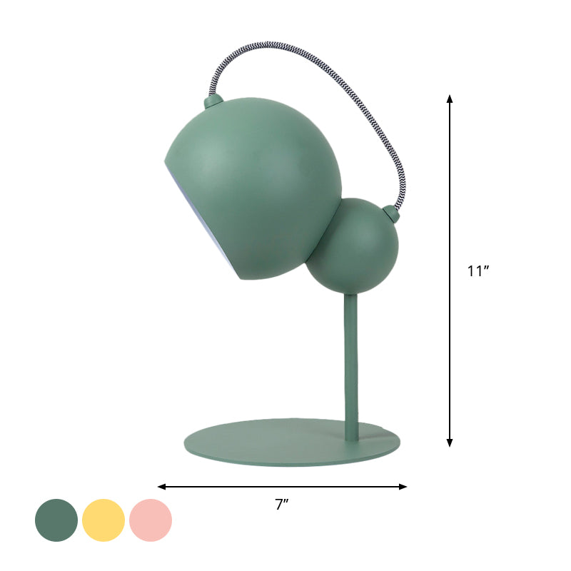 Lampada da tavolo globo rosa/giallo/verde Lampada da lettura modernista metallizzata a 1 luce con paralume regolabile per camera da letto