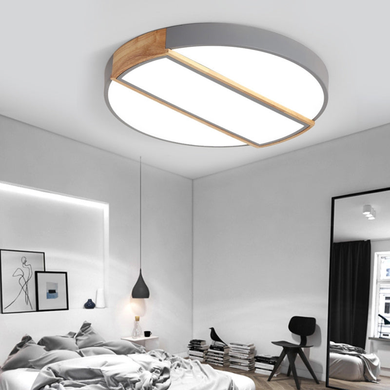 Nordic Circle LED-inbouwlamp met acryldiffusor 12"/16"/19,5" breedte LED-plafondlamp in groen/grijs/roze/wit voor babykamer