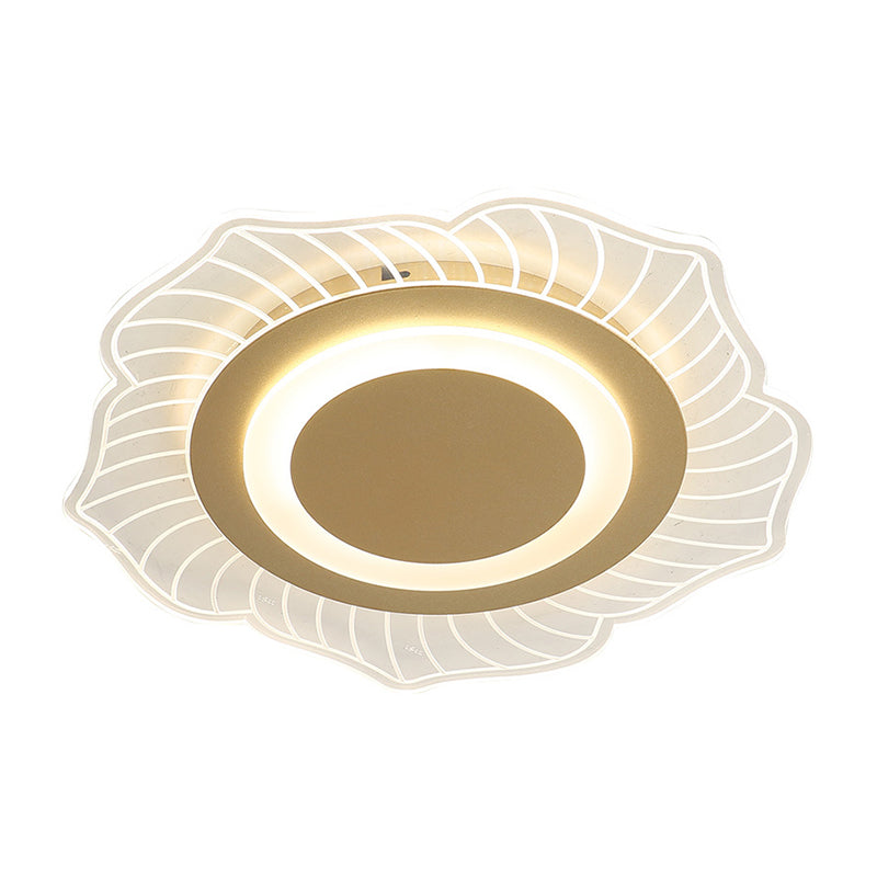 Acrylic Floral Flush Light Fixture Nordic LED Flush Close to Ceiling Lamp in Gold, Warm/White Light