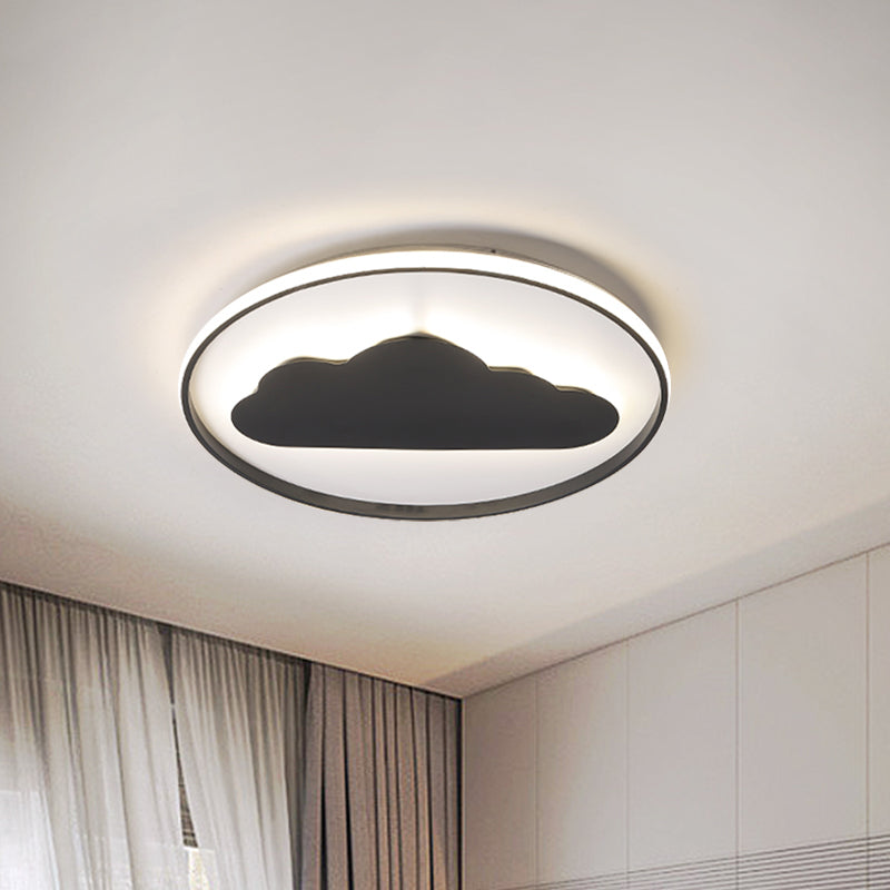 Acrylic Cloud Ceiling Flush Mount Contemporary LED Lighting Fixture in Black for Bedroom