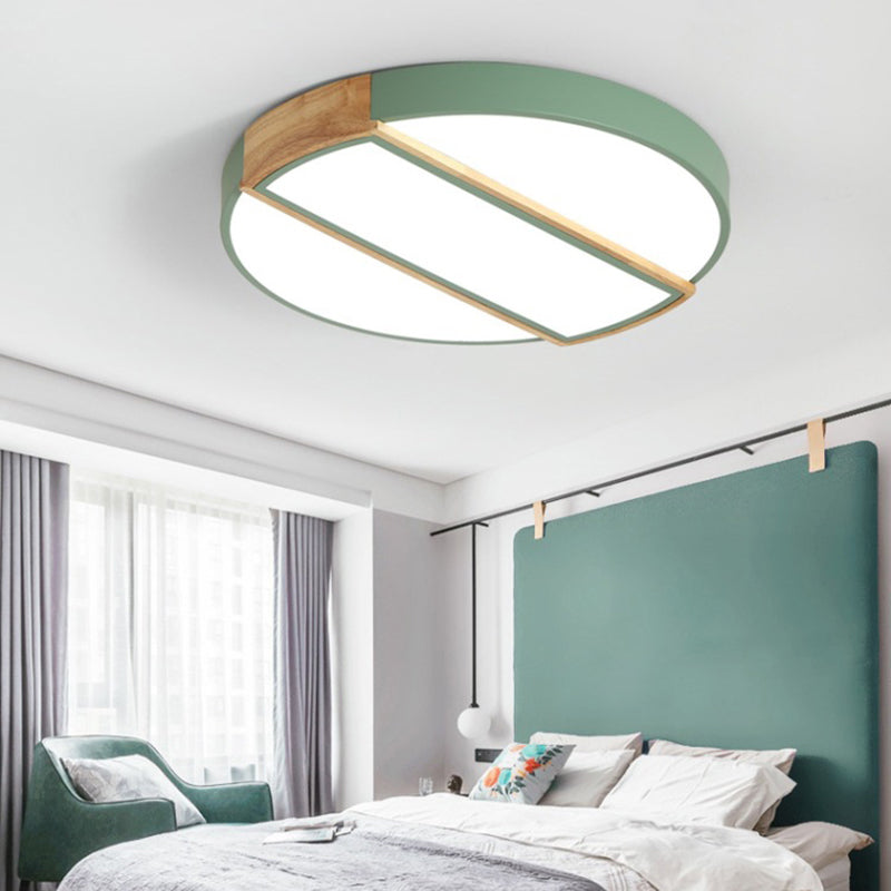 Nordic Circle LED-inbouwlamp met acryldiffusor 12"/16"/19,5" breedte LED-plafondlamp in groen/grijs/roze/wit voor babykamer