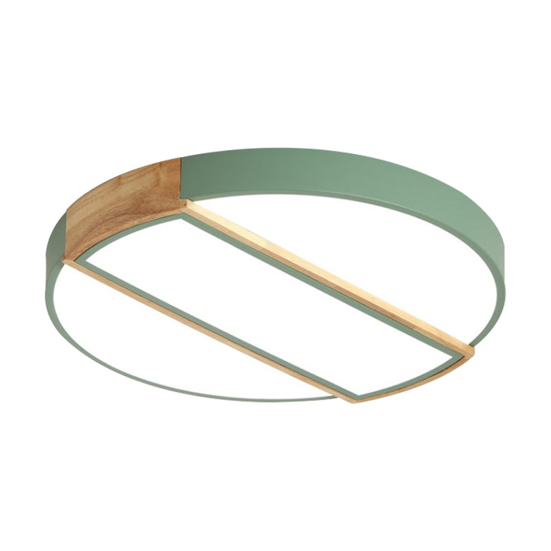 Nordic Circle LED-inbouwlamp met acryldiffusor 12"/16"/19,5" breedte LED-plafondlamp in groen/grijs/roze/wit voor babykamer