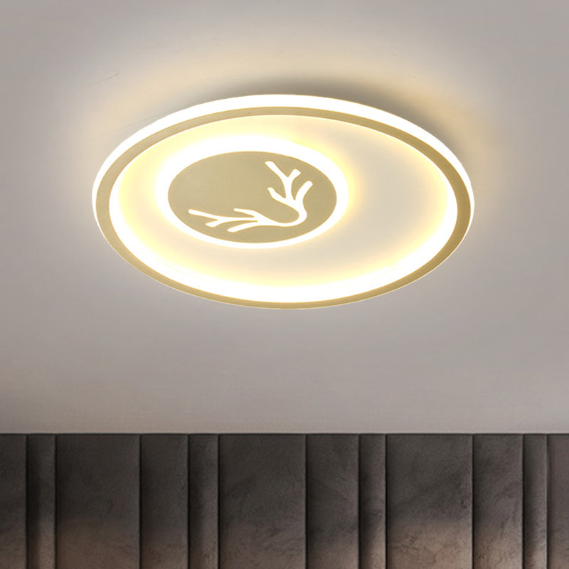 Acrylic Antler Flush Light Fixture Minimalist LED Close to Ceiling Lamp in Gold for Bedroom
