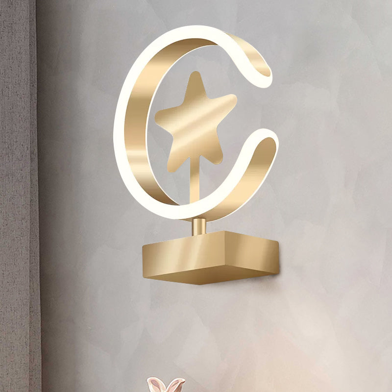 Star Acrylic Wall Light Fixture Contemporary LED Gold Wall Mount Lamp in Warm/White Light