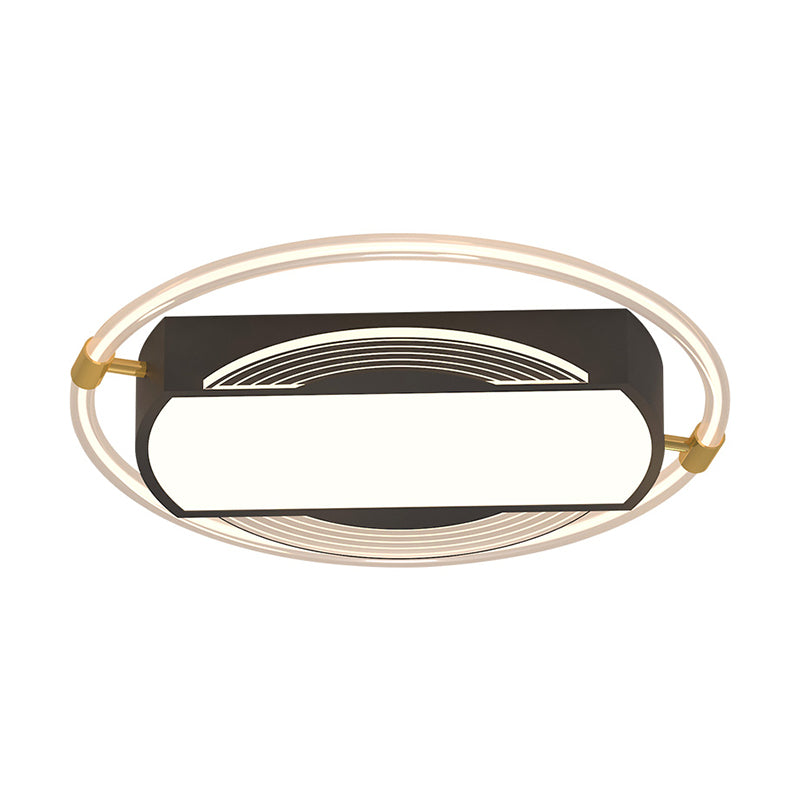 Rectangle and Ring Acrylic Flush Mount Modernism LED Black Flush Light Fixture for Bedroom