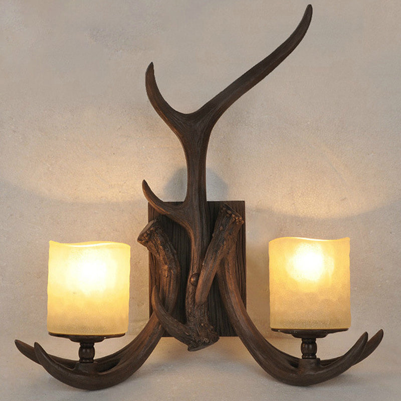 Sconcetto a 2 teste Doconcetto Doconce Idea di illuminazione a parete in vetro opale marrone con design di corna