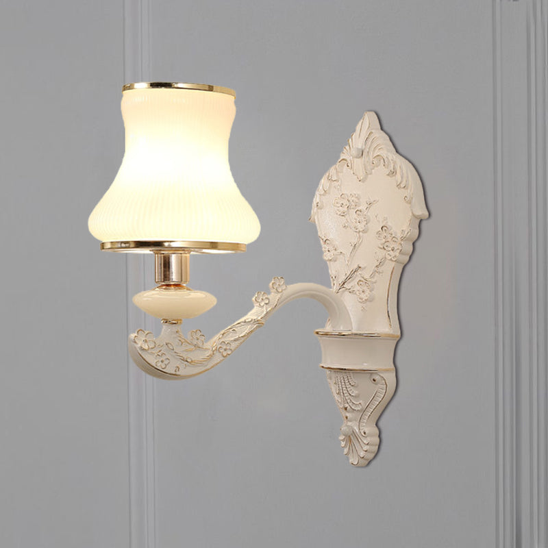 Lámpara de montaje de pared de dormitorio de calabaza vidrio blanco rural 1/2 ideas de iluminación de pared beige con placa de retroceso de resina