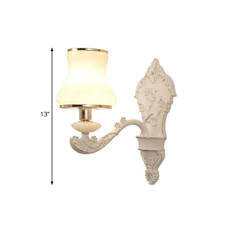 Lámpara de montaje de pared de dormitorio de calabaza vidrio blanco rural 1/2 ideas de iluminación de pared beige con placa de retroceso de resina