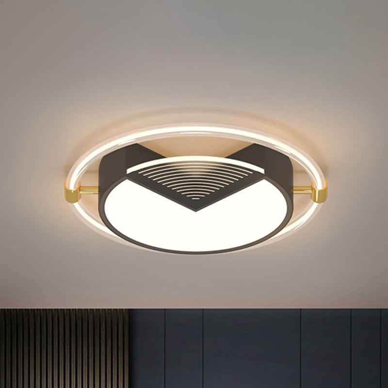 Geometric Bedroom Ceiling Fixture Acrylic LED Contemporary Flush Mount Light in Black
