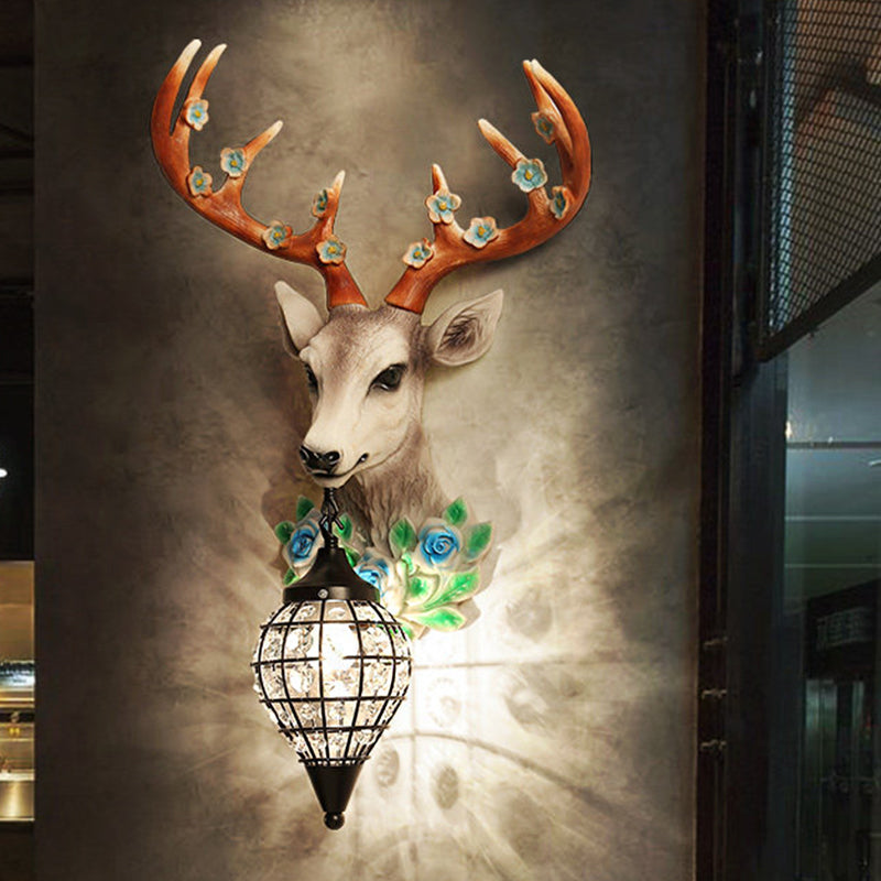 Black/White 1 Where Wall Warehouse Warehouse Crystal Crystal Sphere Wall Sconce Light con arredamento di alci grigio/giallo