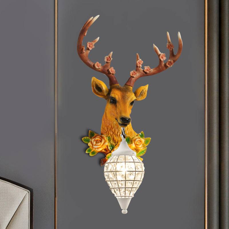 Black/White 1 Where Wall Warehouse Warehouse Crystal Crystal Sphere Wall Sconce Light con arredamento di alci grigio/giallo