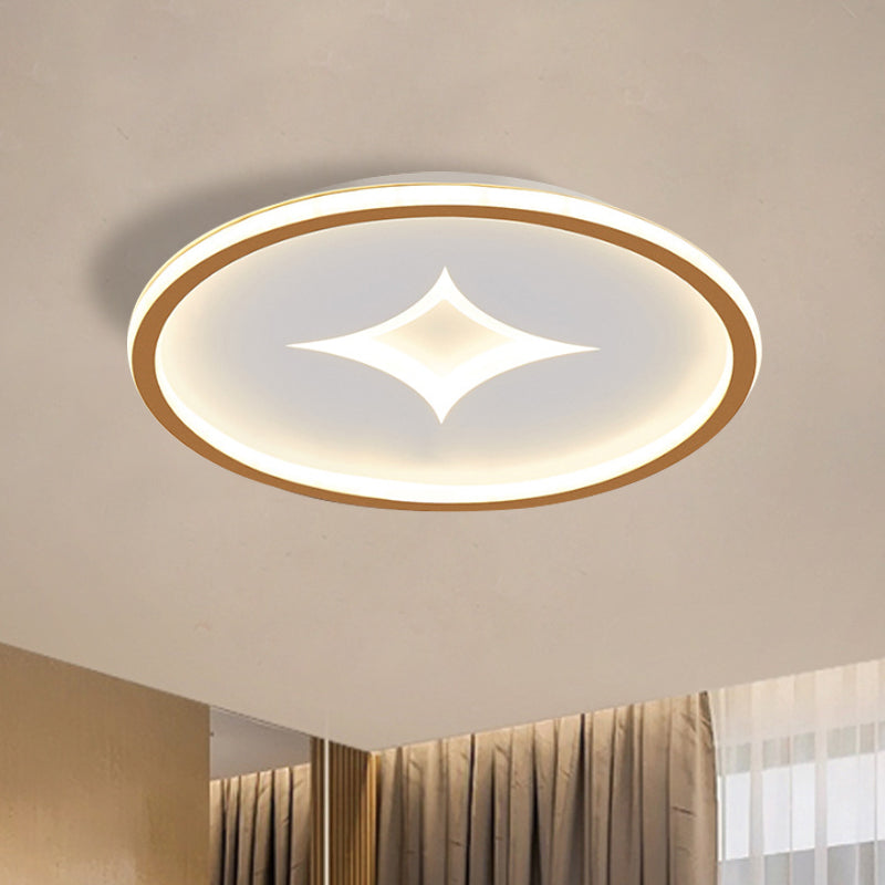 Round Flush Mount Lamp Simple Acrylic Black/Gold LED Flushmount Lighting in Warm/White Light for Bedroom