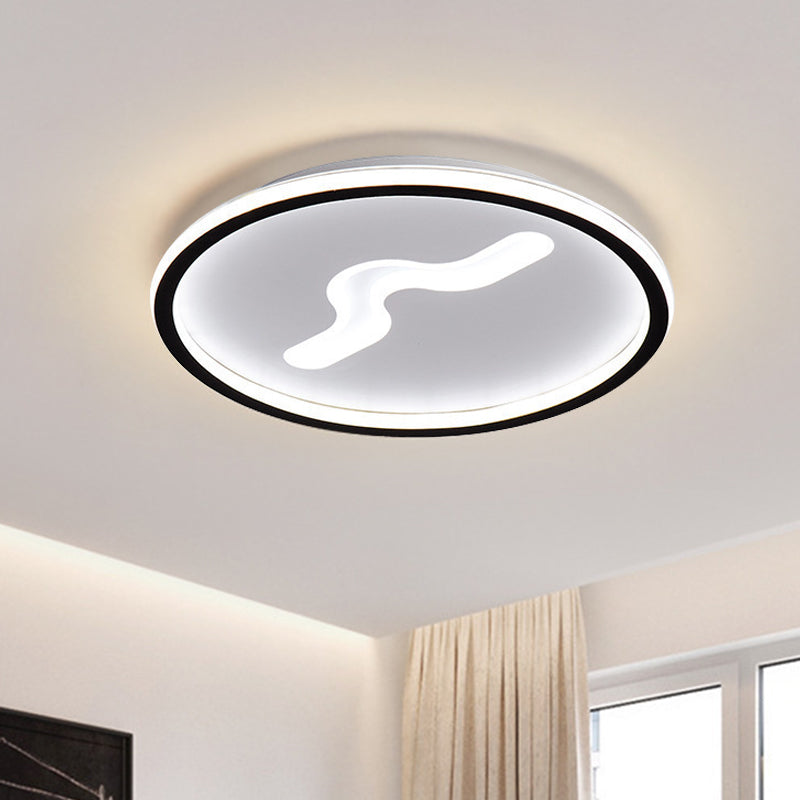 Rounded Bedroom Flush Mount Lighting Acrylic LED Nordic Flush Ceiling Light in Black/Gold, Warm/White Light