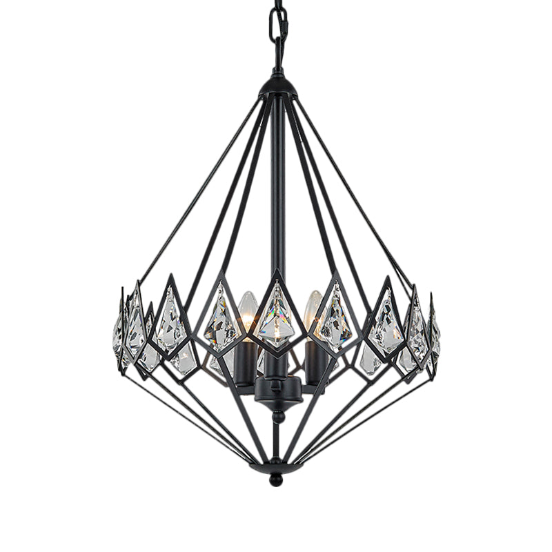 Moderno sospensione diamante pendente metalliche 3 teste salone lampadario appeso con cristallo incrostata in nero