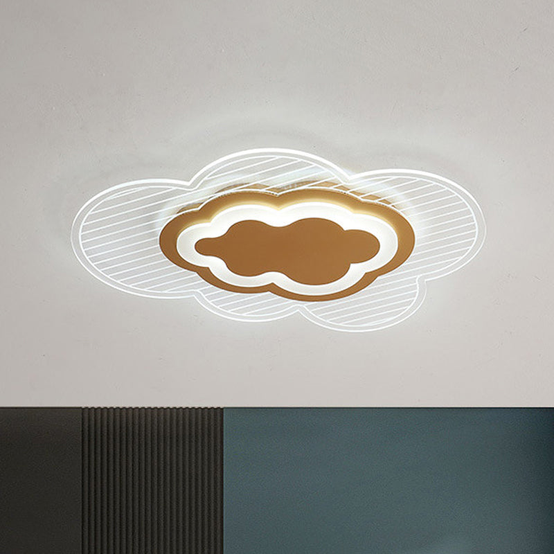Cloud Bedroom Flush Mount Lamp Acrylic LED Modern Ceiling Light Fixture in Gold, Warm/White Light