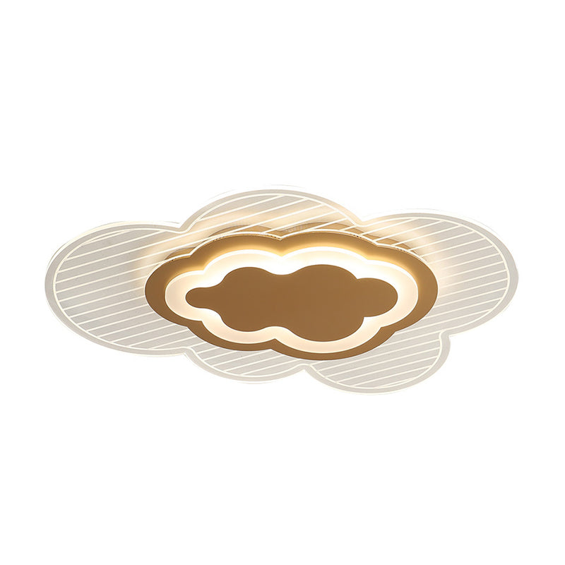 Cloud Bedroom Flush Mount Lamp Acrylic LED Modern Ceiling Light Fixture in Gold, Warm/White Light