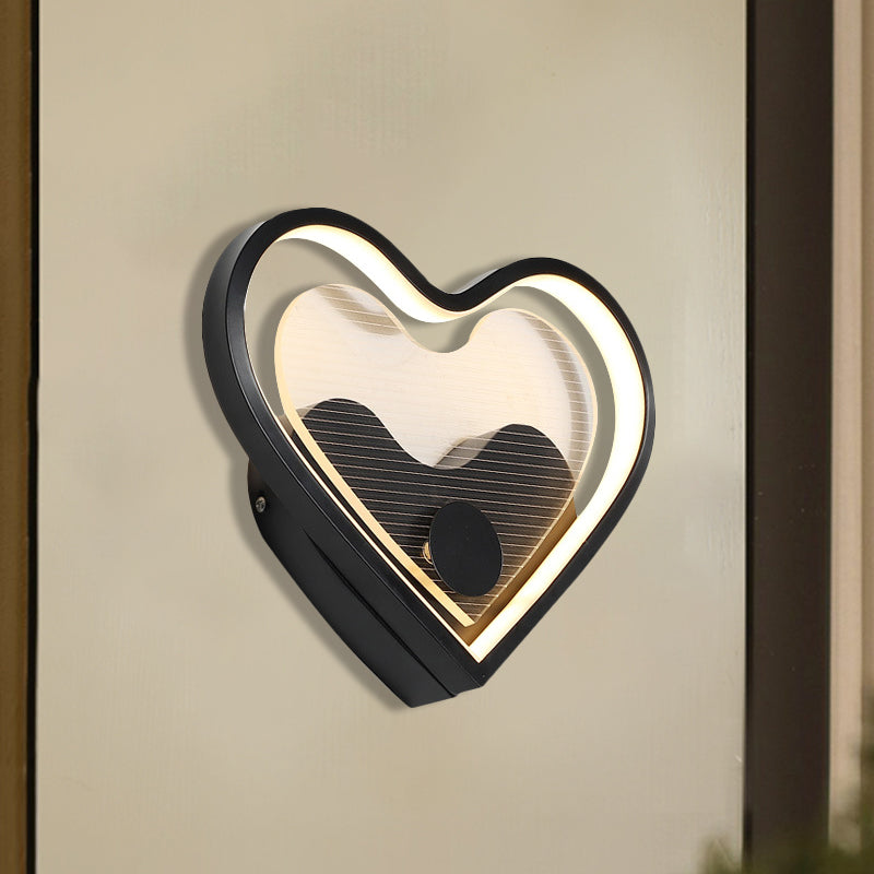 Heart/Cloud Wall Lighting Nordic Acrylic Black/White LED Wall Mounted Light Fixture for Bedroom