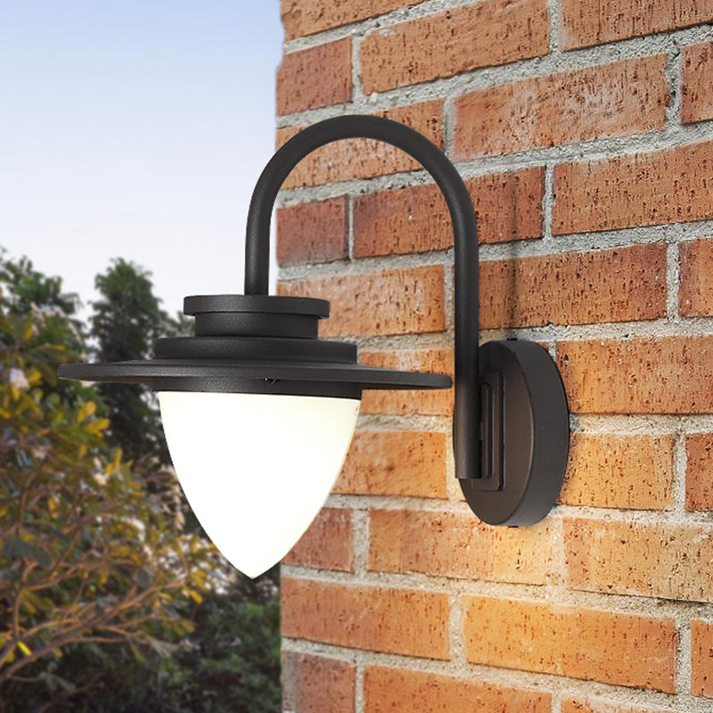 CONIC LODGE Wandmontierte Lampe antikes weißes Glas 1 Glühbirne Schwarz/dunkle Kaffee -Wandleuchte mit runden Schatten