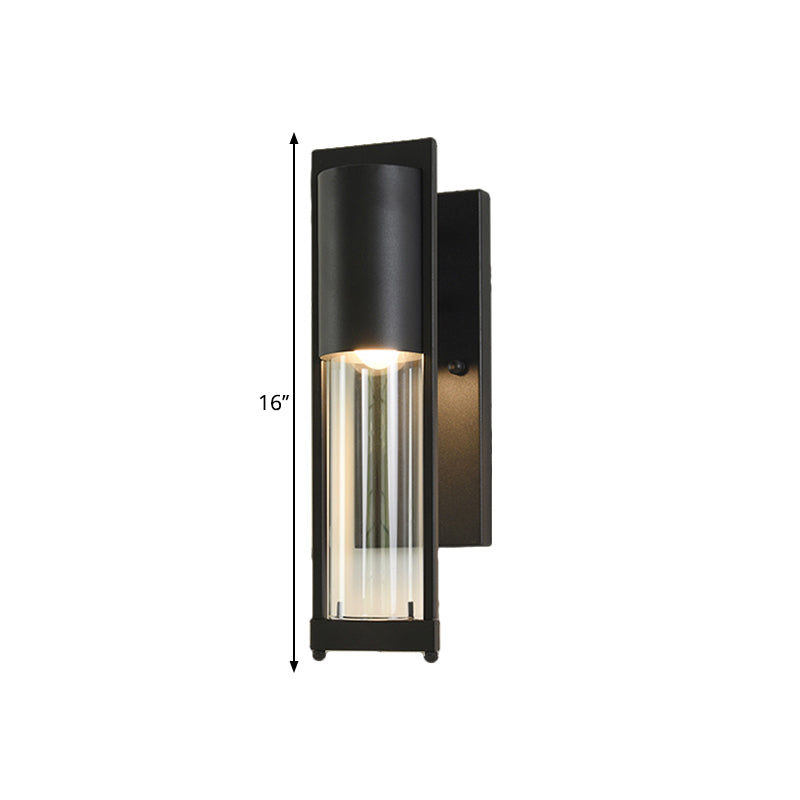 Transparent Glass Black/Brass Wall Lamp Column 1 Head Industrial Flush Mount Wall Sconce
