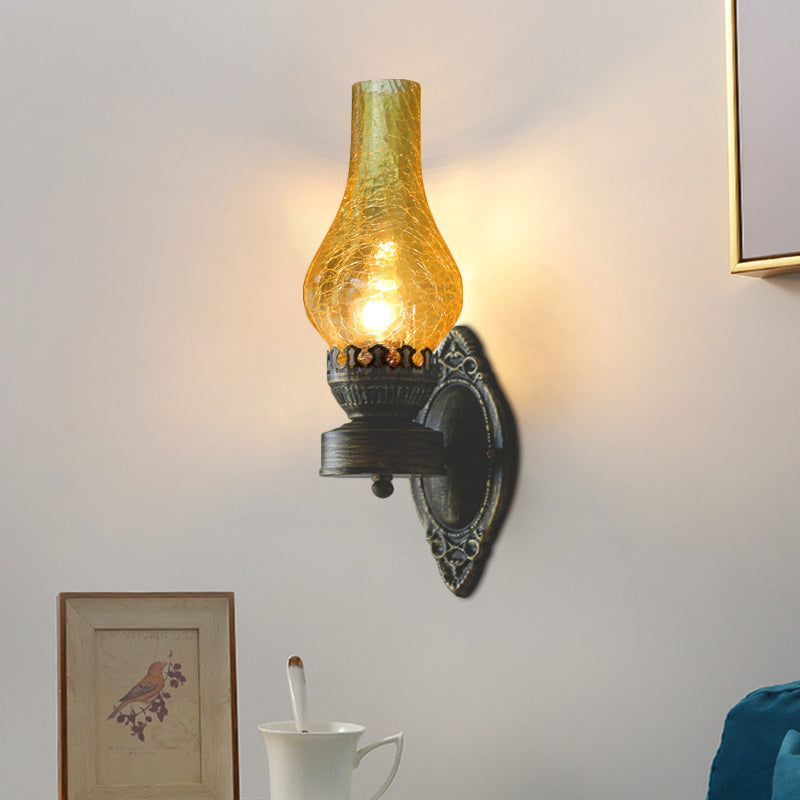 1 Kopfvase Wandmontierte Lampe Nautische schwarze strukturierte weiße/klare/gelbe Knistern Glaswandbeleuchtung Ideen