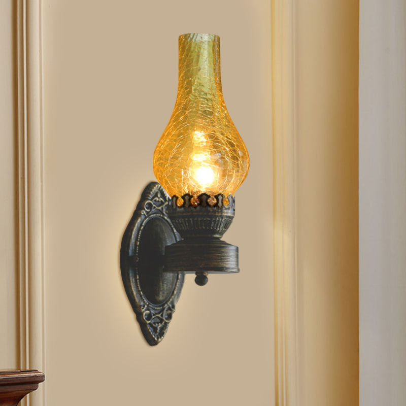 1 Kopfvase Wandmontierte Lampe Nautische schwarze strukturierte weiße/klare/gelbe Knistern Glaswandbeleuchtung Ideen