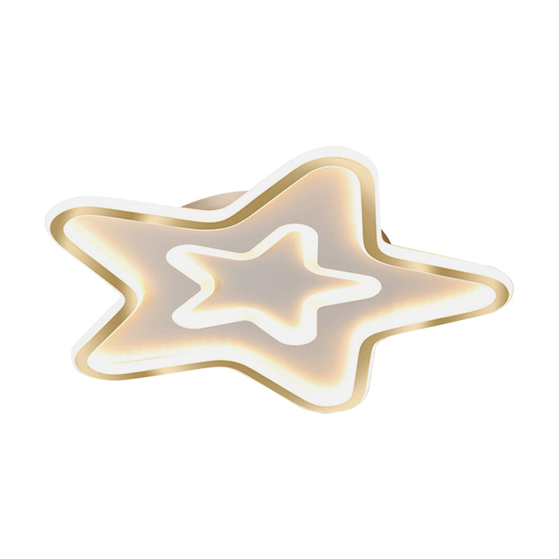 Star Bedroom Flush Ceiling Light Acrylic LED Cartoon Flush Mount Lighting Fixture in White