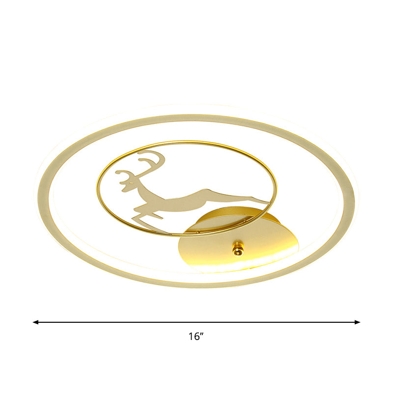Gold Deer Flush Ceiling Light Contemporary LED Acrylic Flush Mount Lamp for Bedroom