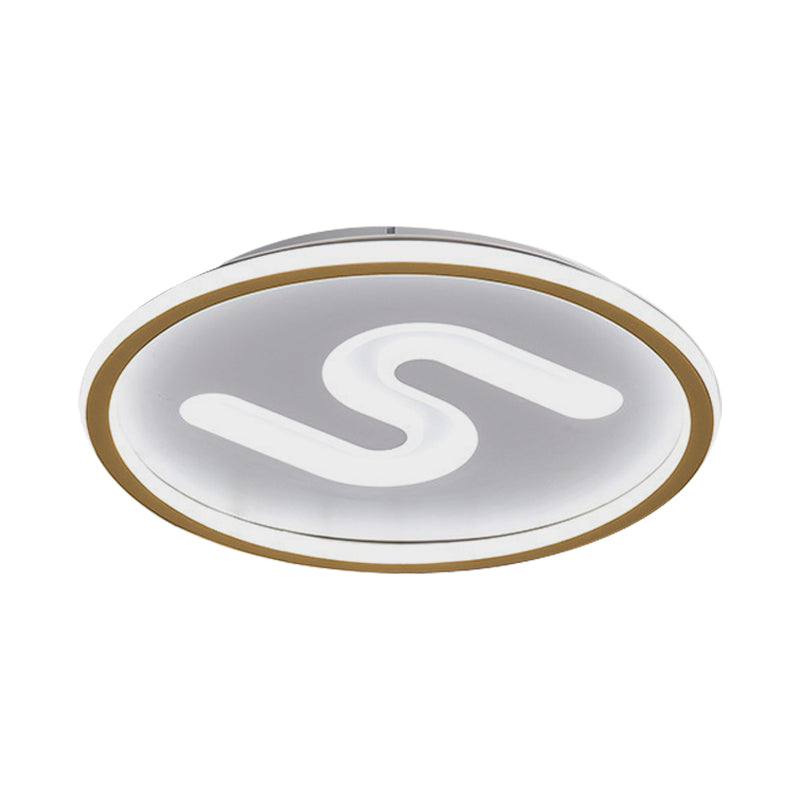 S-Shaped Acryl Plafond Verlichting Hedendaagse Zwart/Goud LED Flush Light Fixture, Warm/Wit Licht