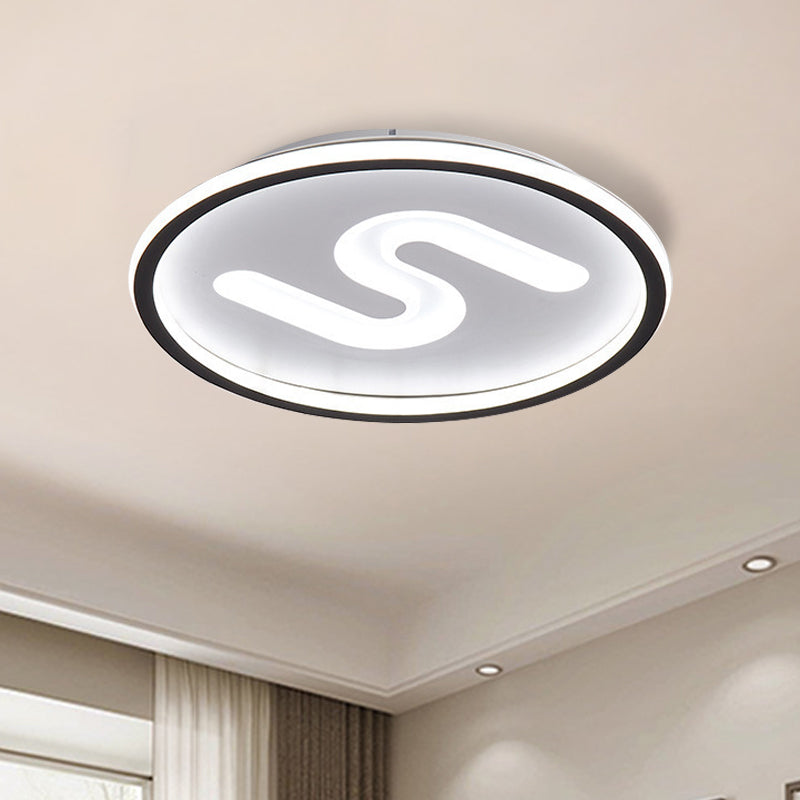 S-Shaped Acryl Plafond Verlichting Hedendaagse Zwart/Goud LED Flush Light Fixture, Warm/Wit Licht