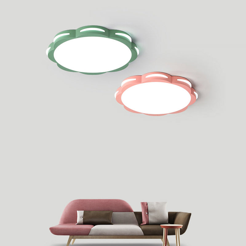 Bedroom Ceiling Lighting LED, Macaron Flush Mount Light with Acrylic Floral Shade for Girls