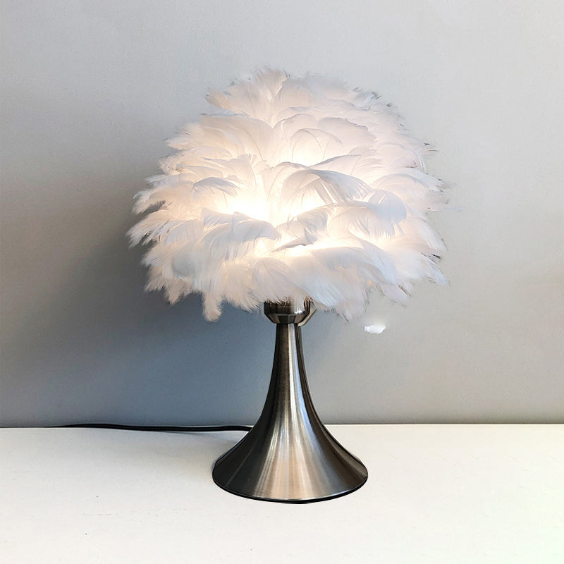 Lampada da lettura ad albero Lampada da comodino a LED moderna in piuma grigio/bianco per sala studio