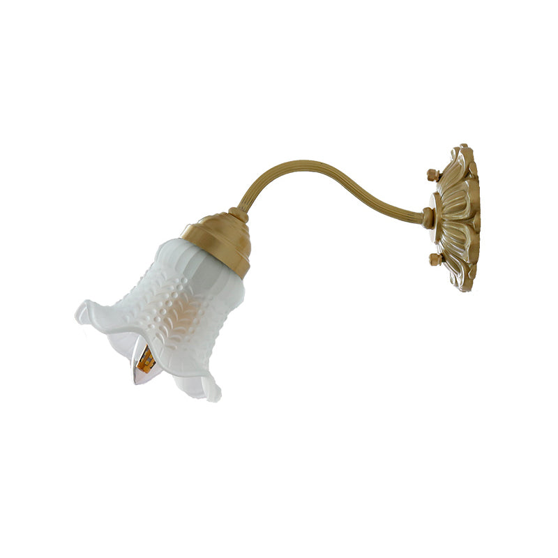 Lampada a parete floreale a singola luce anticato in ottone in ottone PRISMATIC Glass Wall Freet