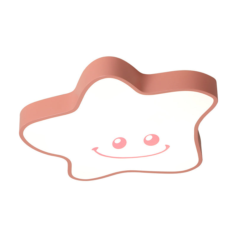 Star Flush Mount Fixture Cartoon Acrylic LED Pink Close to Ceiling Light, Warm/White Light
