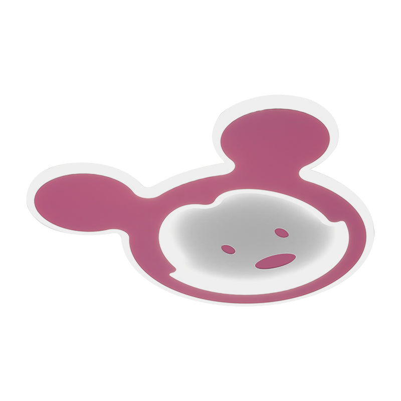 Pink/Blue Mouse Ceiling Flush Mount Kids LED Acrylic Flush Ceiling Light for Kids Bedroom in Warm/White Light