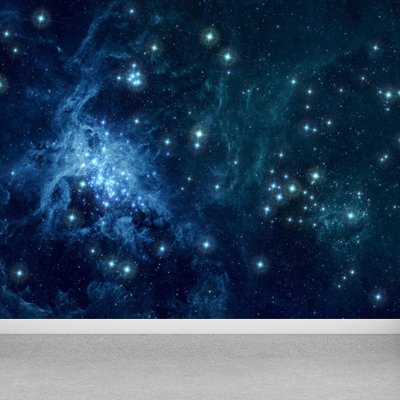 Extra Large Constellations Wall Mural Blue Non-Woven Wall Decor for Playroom, Custom