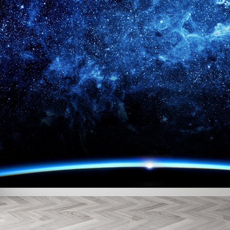 Extra Large Constellations Wall Mural Blue Non-Woven Wall Decor for Playroom, Custom